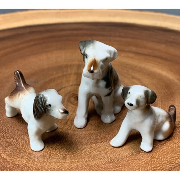 Vintage Miniature Porcelain Dog Figurines Set of 3 - Picture 1 of 9